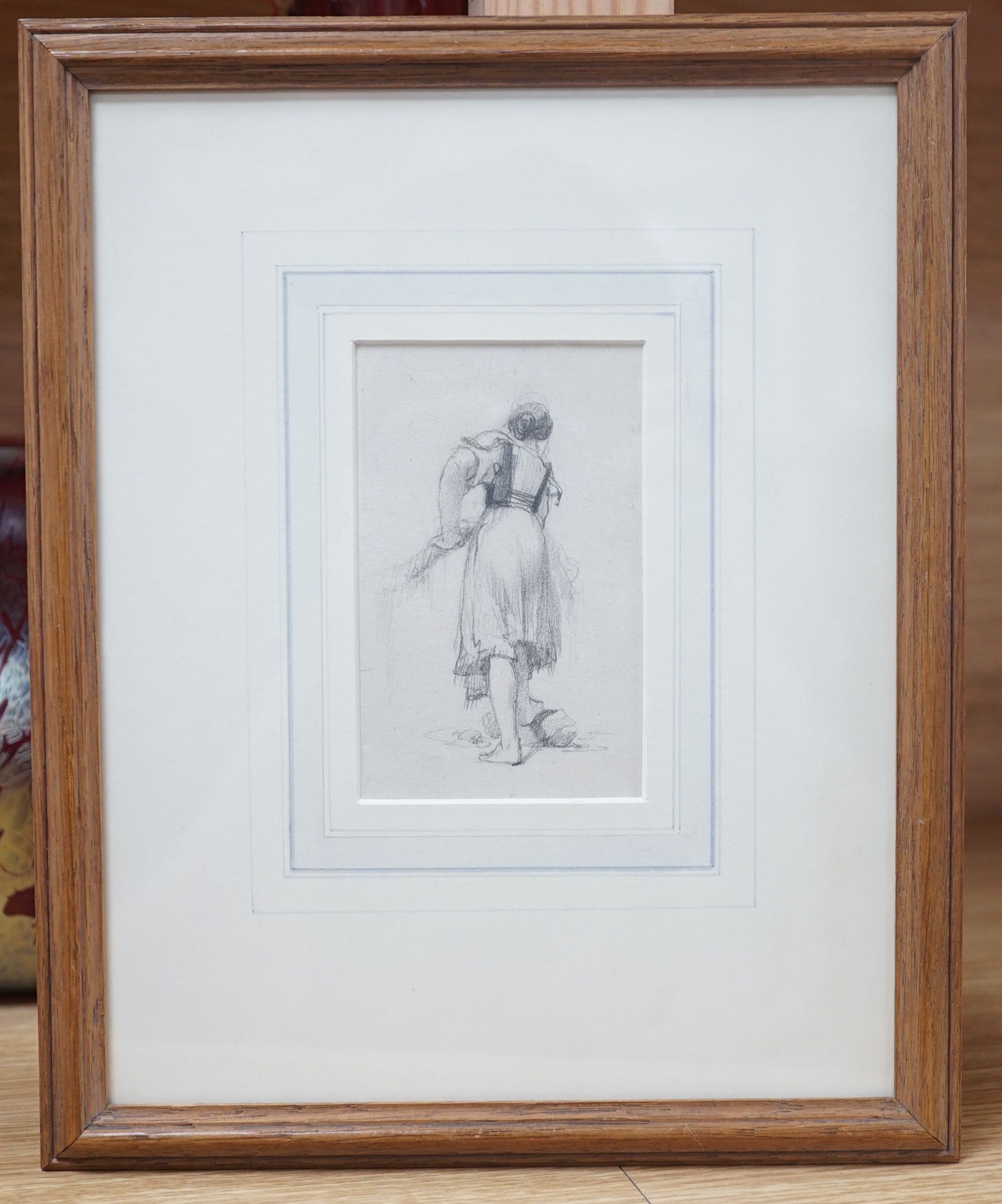 James Baker Pyne (1800-1870), Italian peasant girl, 10 x 6.5cm